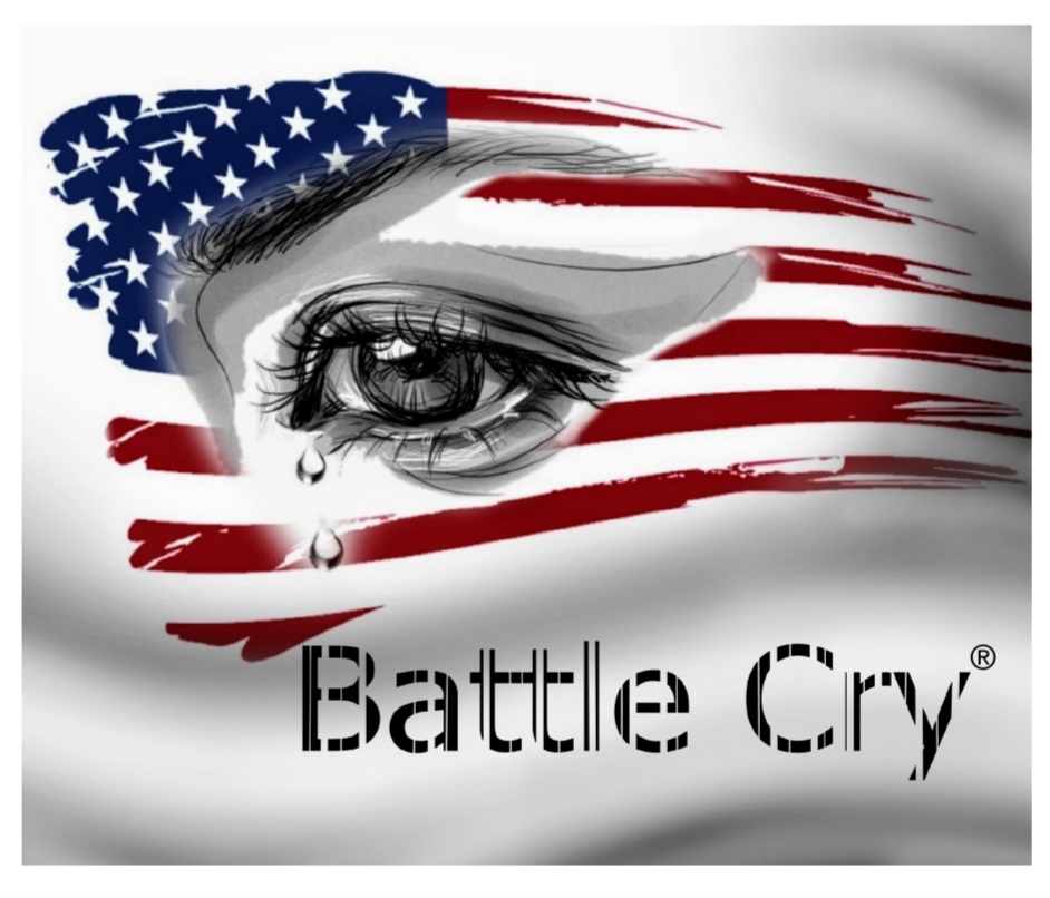 Battle Cry Logo Female tear eye in USA Flag