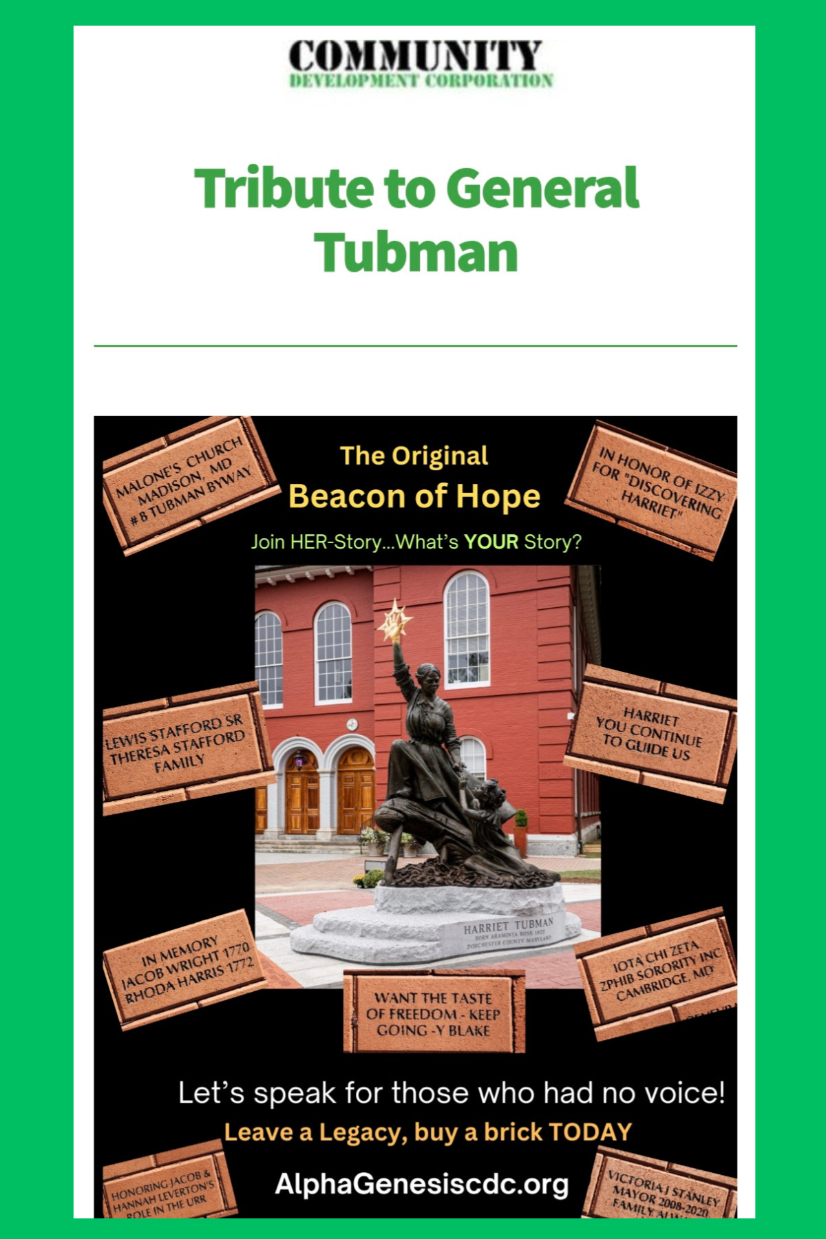 Tribute to Tubman flyer poster